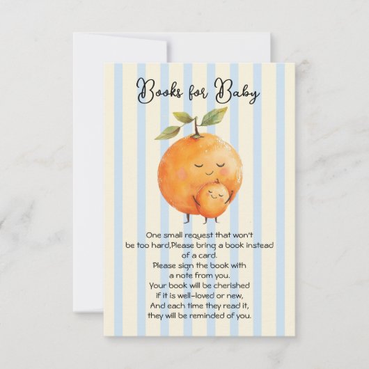 Kleine Süsse Orange Baby Shower Books für Baby Einladung (Vorderseite)