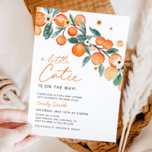 Kleine Süße Orange Baby Shower Einladung
