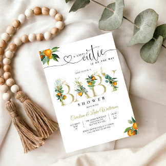 Kleine Süße Orange Baby Shower Einladung