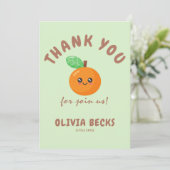 Kleine Süsse Orange Babydusche Dankeskarte (Stehend Vorderseite)