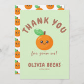 Kleine Süsse Orange Babydusche Dankeskarte (Vorne/Hinten)