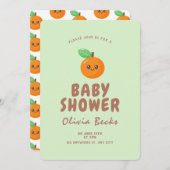 Kleine Süsse Orange Babydusche Einladung (Vorne/Hinten)