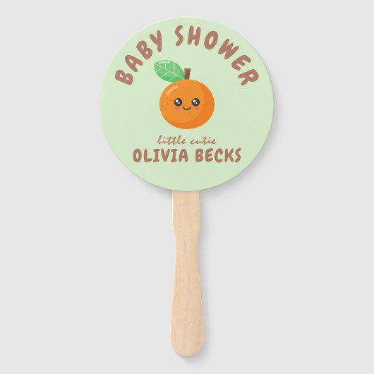 Kleine Süsse Orange Babydusche Fächer (Vorderseite)