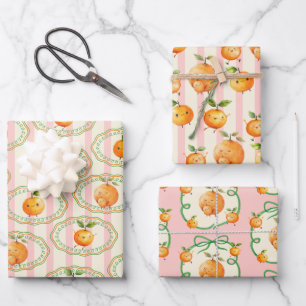 Kleine Süsse Orange Babydusche Geschenkpapier Set