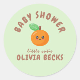 Kleine Süsse Orange Babydusche Runder Aufkleber