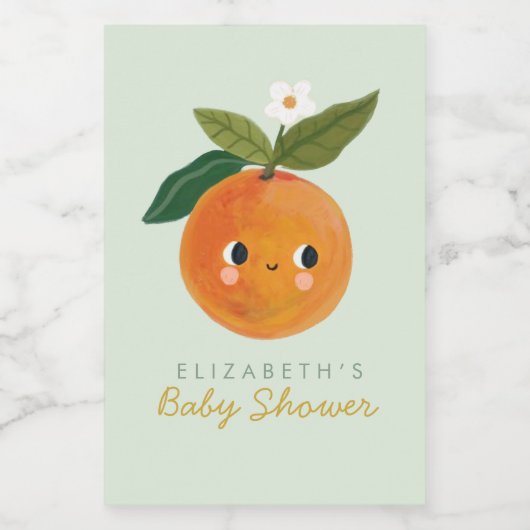 Kleine Süsse Orange Babydusche Weinetikett (Einzelnes Label)