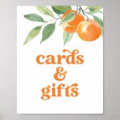 Kleine Süsse Orange Babyduschkarten und Geschenke Poster (Vorne)