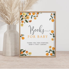 Kleine Süsse Orange Botanische Bücher für Babysign Poster