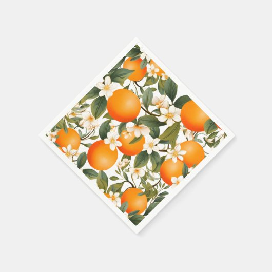 Kleine Süsse Orange Botanische Zitrusfrüchte Serviette (Ecke)