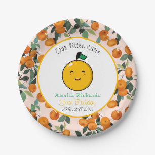 Kleine Süsse Orange Citrus 1. Geburtstag Pappteller