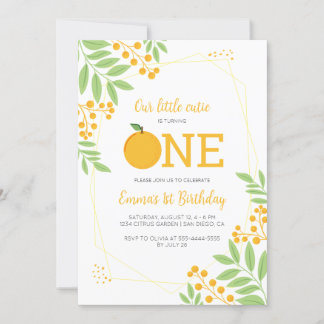Kleine Süsse Orange Citrus 1. Geburtstag Party Einladung