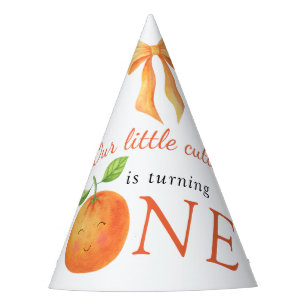 Kleine Süße Orange Citrus 1. Geburtstag Partyhütchen