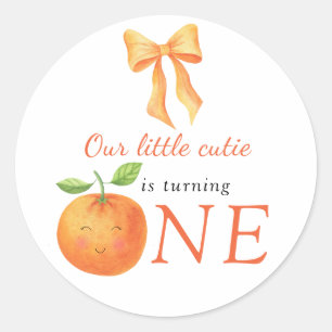 Kleine Süße Orange Citrus 1. Geburtstag Runder Aufkleber