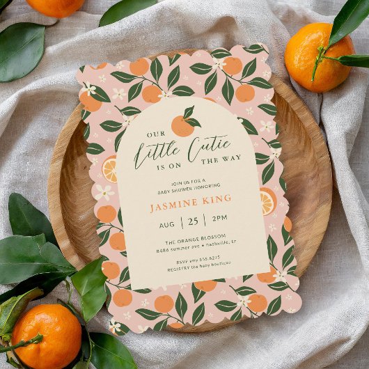 Kleine Süsse Orange Citrus Baby Dusche Einladung