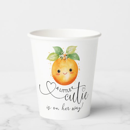 Kleine Süsse Orange Citrus Baby Dusche Pappbecher (Vorderseite)