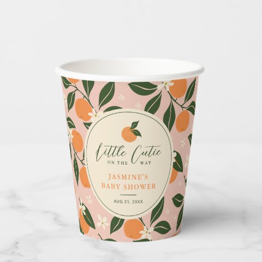 Kleine Süsse Orange Citrus Baby Dusche Pappbecher (Vorderseite)
