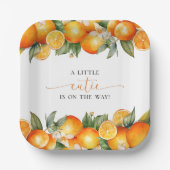 Kleine Süsse Orange Citrus Baby Dusche Pappteller (Vorderseite)