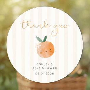 Kleine Süße Orange Citrus Baby Shower Danke Runder Aufkleber