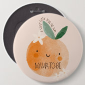 Kleine Süsse Orange Citrus Botanical Baby Dusche Button (Vorne & Hinten)