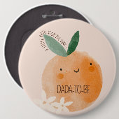 Kleine Süsse Orange Citrus Botanical Baby Dusche Button (Vorne & Hinten)