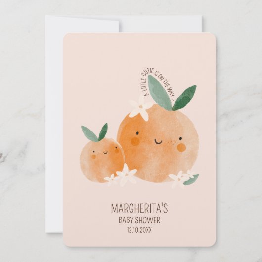 Kleine Süsse Orange Citrus Botanical Baby Dusche Dankeskarte (Rückseite)