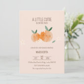 Kleine Süsse Orange Citrus Botanical Baby Dusche Einladung (Stehend Vorderseite)