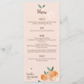 Kleine Süsse Orange Citrus Botanical Baby Dusche Menükarte (Vorderseite)