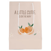 Kleine Süsse Orange Citrus Botanical Baby Dusche Mittlere Geschenktüte (Rückseite)