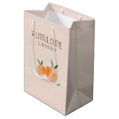 Kleine Süsse Orange Citrus Botanical Baby Dusche Mittlere Geschenktüte (Rückseite Schrägansicht)