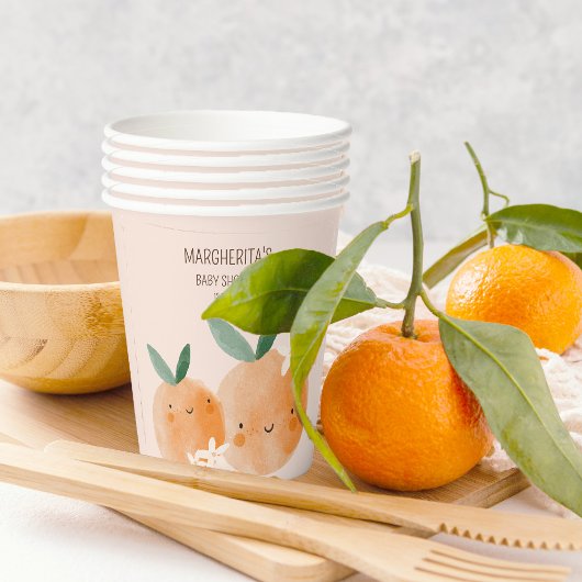 Kleine Süsse Orange Citrus Botanical Baby Dusche Pappbecher