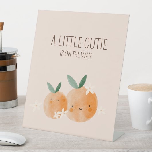 Kleine Süsse Orange Citrus Botanical Baby Dusche Sockelschild (In Situ)