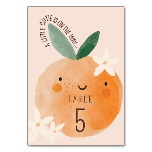 Kleine Süsse Orange Citrus Botanical Baby Dusche Tischnummer