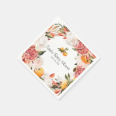 Kleine Süsse | Orange Citrus Botanical Baby Shower Serviette (Ecke)
