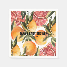 Kleine Süsse | Orange Citrus Botanical Baby Shower Serviette