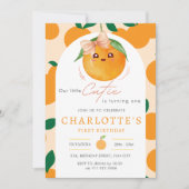 Kleine Süsse Orange Citrus Erster Geburtstag Einladung (Vorderseite)