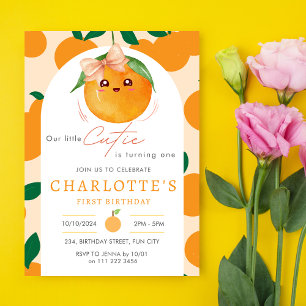 Kleine Süsse Orange Citrus Erster Geburtstag Einladung