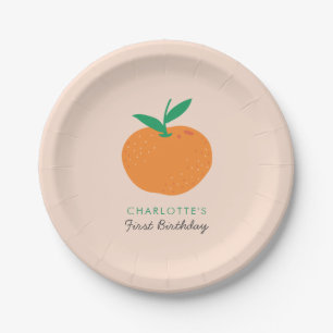 Kleine Süsse Orange Citrus Erster Geburtstag Pappteller