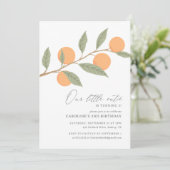 Kleine Süsse Orange Citrus Geburtstag Einladung (Stehend Vorderseite)
