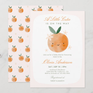 Kleine Süße, Orange Citrus Mädchen Baby Shower Einladung