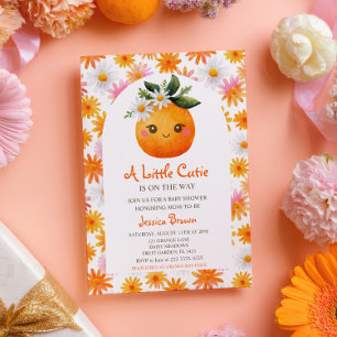 Kleine Süsse Orange Citrus Watercolor Babydusche Einladung