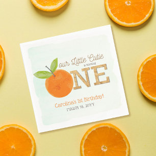 Kleine Süsse Orange Clementine 1. Geburtstag Serviette