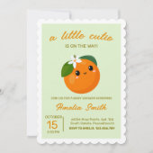 Kleine Süsse Orange Clementine Baby Dusche Einladung (Vorderseite)