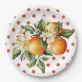 Kleine Süsse Orange Clementine Baby Dusche Gefalle Pappteller (Vorderseite)