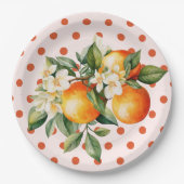 Kleine Süsse Orange Clementine Baby Dusche Gefalle Pappteller (Vorderseite)