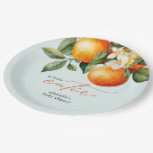 Kleine Süsse Orange Clementine Baby Dusche Gefalle Pappteller (Schrägansicht)