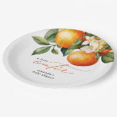 Kleine Süsse Orange Clementine Baby Dusche Gefalle Pappteller (Schrägansicht)