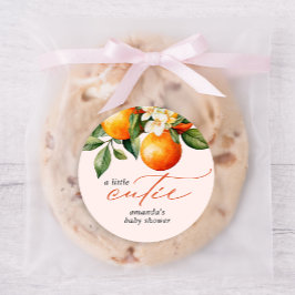 Kleine Süsse Orange Clementine Baby Dusche Gefalle Runder Aufkleber