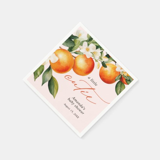 Kleine Süsse Orange Clementine Baby Dusche Serviette (Ecke)