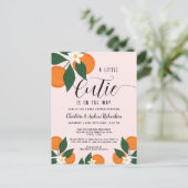 Kleine Süsse Orange Couples Kinderdusche Einladung Postkarte (Stehend Vorderseite)