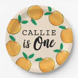 Kleine Süsse Orange Custom erster Geburtstag Pappteller